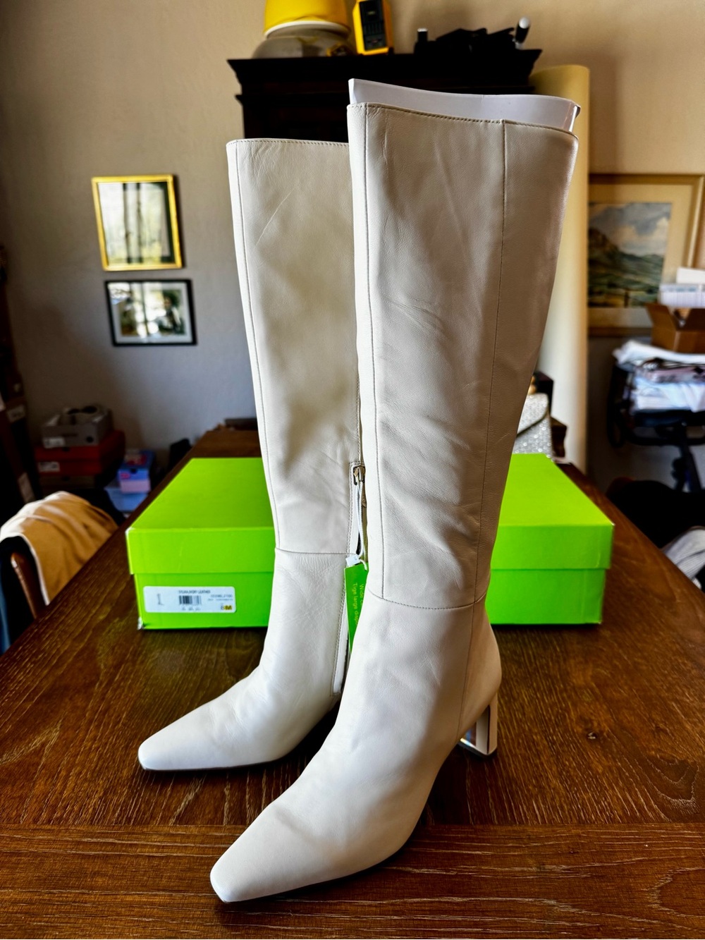 NIB Sam Edelman ivory leather Sylvia tall boots 8 - Picture 2 of 13